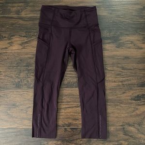 Purple Lululemon fast and free leggings crop 23